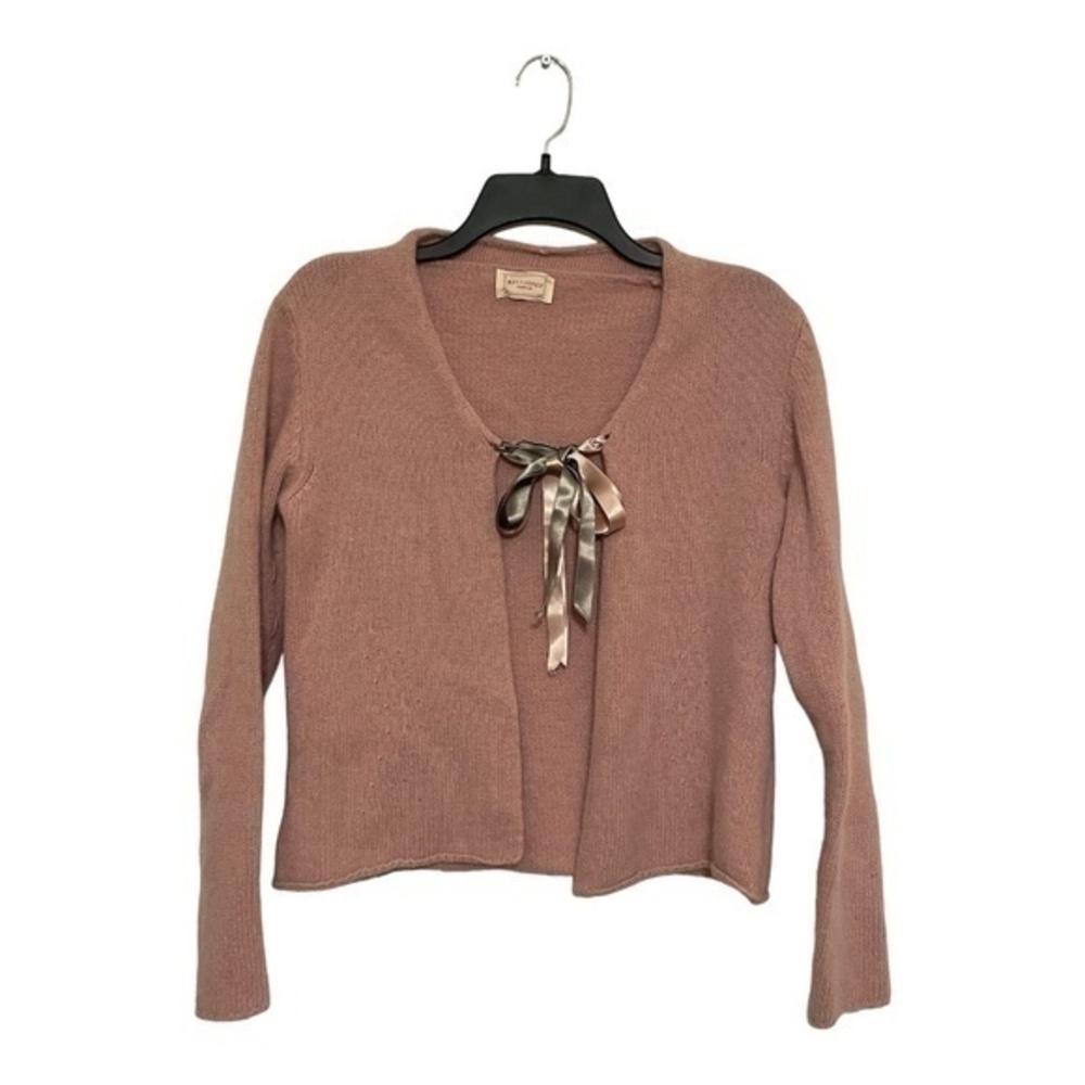Anthology Womens Angora Wool Cardigan Sweater Tie Front Barbiecore Size 4
